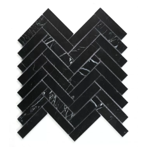 Herringbone Marquina - marble tile